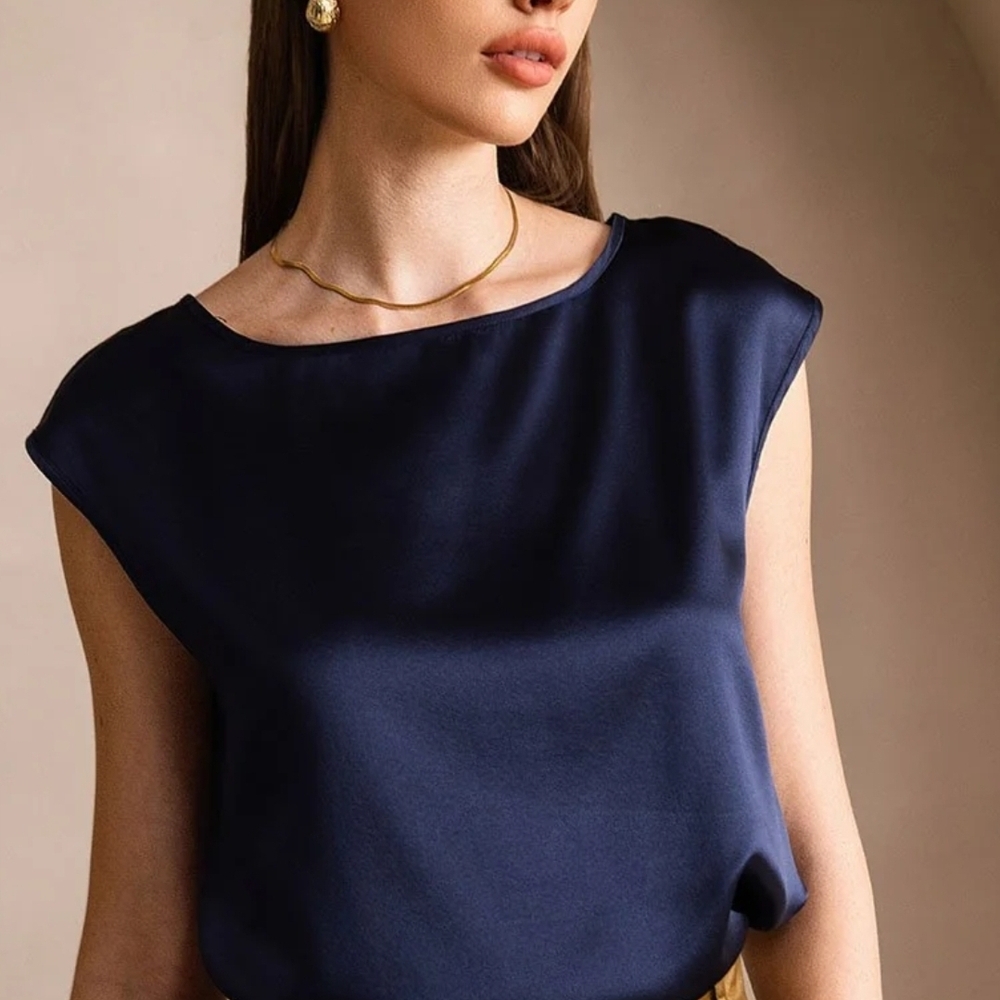 Chic Navy Blue Women's Blouse